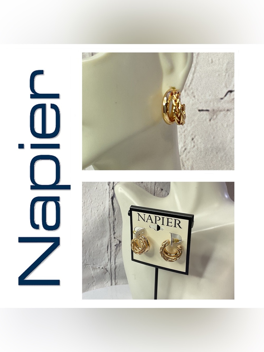 🌟🌟 Napier Gold Twisted Multi-Hoop Earrings